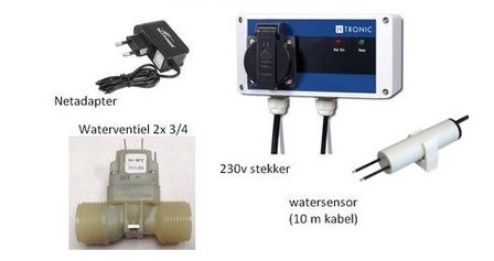 Wateralarm schakelaar| WPS-1000 | Kunststof waterventiel 12V - 3/4'' | Netadapter + kabel